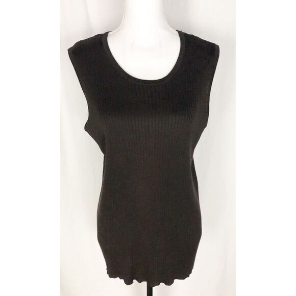 Josephine Chaus Tops - Josephine Chaus Silk Rayon Womens Brown Sleeveless Stretch Knit Top‎ Size 3